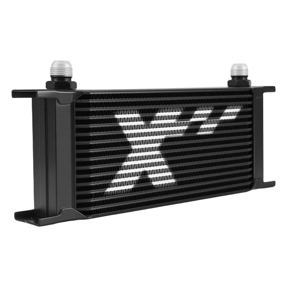 16 Row Aluminum Oil Cooler Universal Engine Transmission AN-10 Fitting Adapters